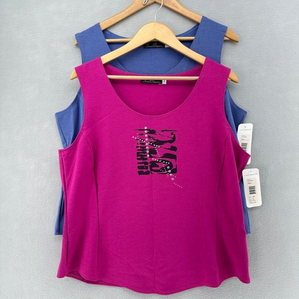 VTG Travel Elegance Ponte Tank Top 2-Pack SET Pink Blue DEADSTOCK XLβ Y2K NWT